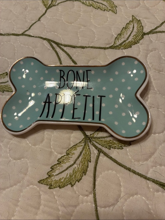 Chasing Baxter Other - Bone-Shaped Trinket Dish in Light Blue Polka Dot - Decorative Accent